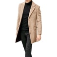 thumbnail image 3 of Men's single-breasted winter coat with a notched collar, mid-length casual jacket with pockets, 3 of 4