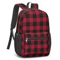 thumbnail image 2 of Red and Black Checkered Pattern 17" School Backpacks for Teens,Waterproof Oxford Fabric,S-Shape Padded Straps for School,Travel,Hiking,Camping, 2 of 6