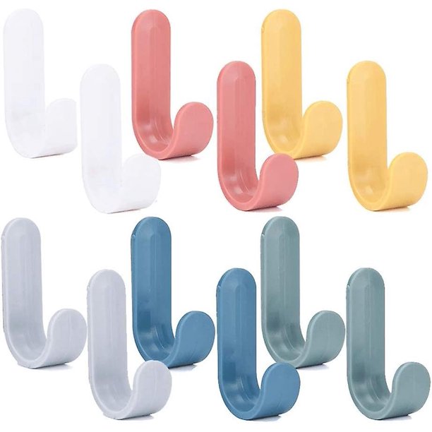 Self Adhesive Hooks Wall Hanging Plastic Creative Cute J-shaped Hooks Powerful Self Adhesive Hooks For General Bathroom Kitchen Use Sticky Wall Hook W