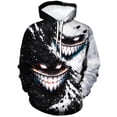 thumbnail image 2 of Rebaike Yin Yang Inspired Hoodie for Men Women, Black White Duality Monster Grin Graphic Pullover, Creepy Smile Gothic Streetwear Sweatshirt, Light and Dark Abstract Hooded Top ﻿, 2 of 8