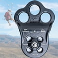thumbnail image 1 of Portable Cable Pulley Professional Downhill Snatch Block Mechanical Pulleys Trees Climb Ropes Rescue Remedy for Mountaineering Black, 1 of 7