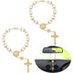 thumbnail image 1 of RV Rosario de coche para espejo retrovisor, 2 piezas espejo de coche colgante cruz auto rosario espejo retrovisor colgante accesorios para colgar coche decoraciones interiores para mujeres hombres (oro) Rojo Verde, 1 of 5