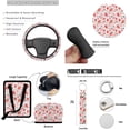 thumbnail image 7 of Yuyamidu Strawberry Car Seat Covers Full Set of 13 with Steering Wheel Cover Seat Belt Pads Pink Trash Can Auto Rear View Mirror Cover Coasters Chapstick Holder Keychain for Van Sedan, 7 of 7