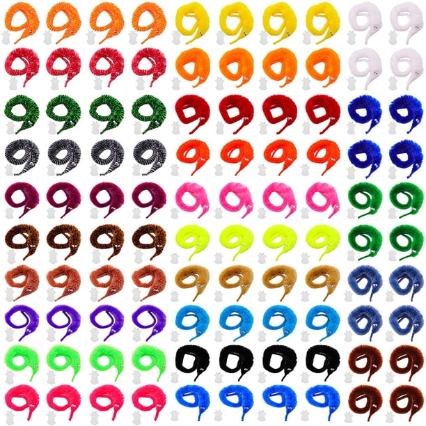 ONEST 100 piezas de juguetes de gusanos mágicos, juguetes de gusanos peludos y retorcidos, recuerdos de fiesta de carnaval, 25 colores