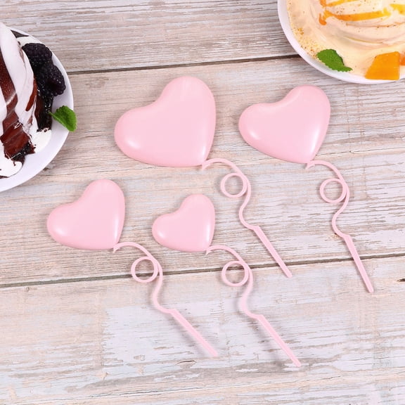 TEHAUX Pink Heart Shaped Cake Toppers for Decoration Made of Plastic Ideal for Parties and Celebrations 24pcs