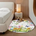 thumbnail image 3 of Happy Easter Round Rug 4ft Washable Circle Entryway Rugs Non Slip Watercolor Truck Eggs Flowers Butterfly Botanical Area Rug Indoor Floor Carpet for Bedroom Kitchen Home Office Dining Room, 3 of 8
