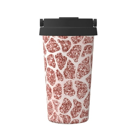 

Fuzoiu Rose Gold Abstract Spots Print Stainless Steel Travel Mug Vacuum Insulated Coffee Travel Mug Reusable Coffee Cup for Hot and Cold