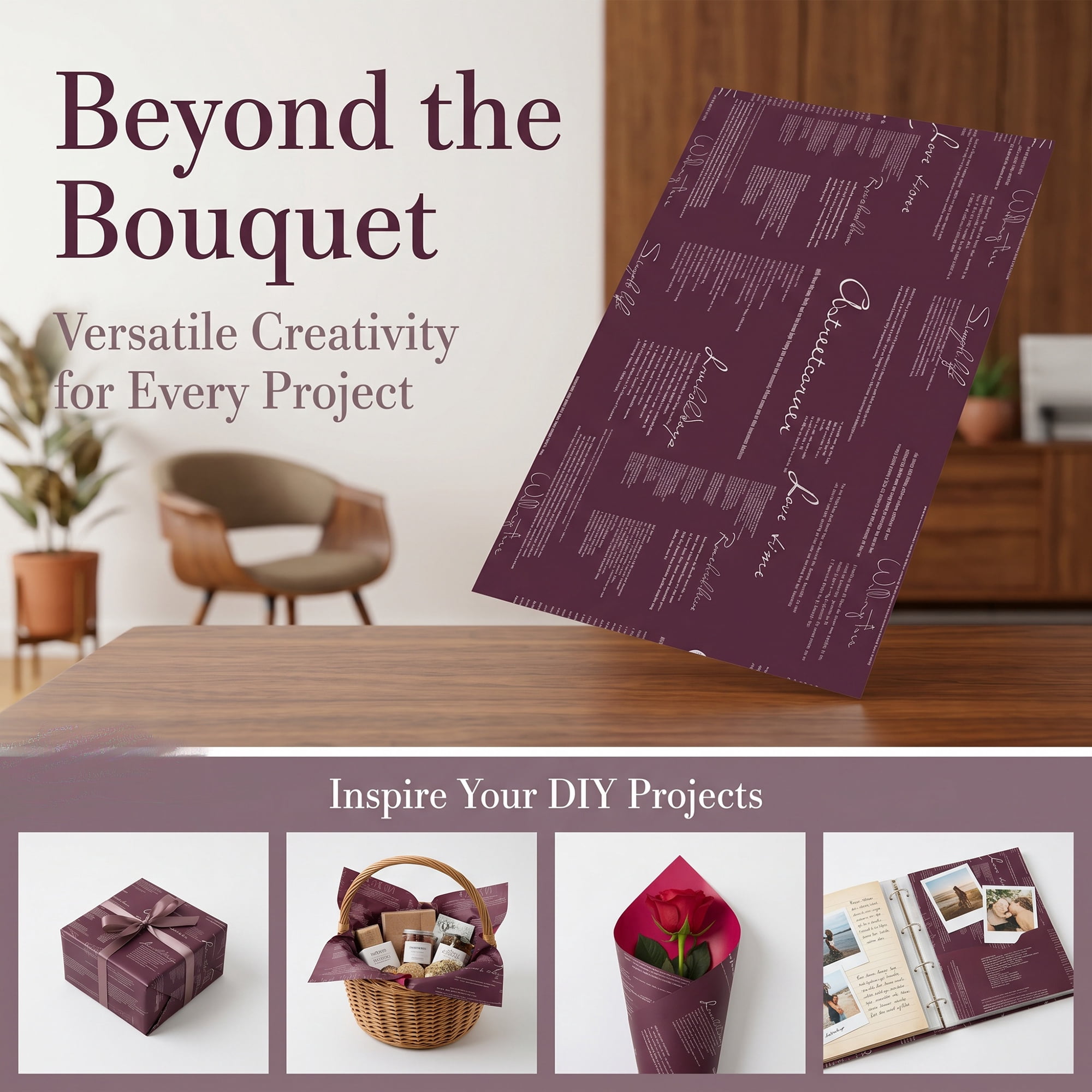 Unique Bargains Waterproof Gift Wrap Paper for Bouquets and Gifts Red 22.4"x 22.4"
