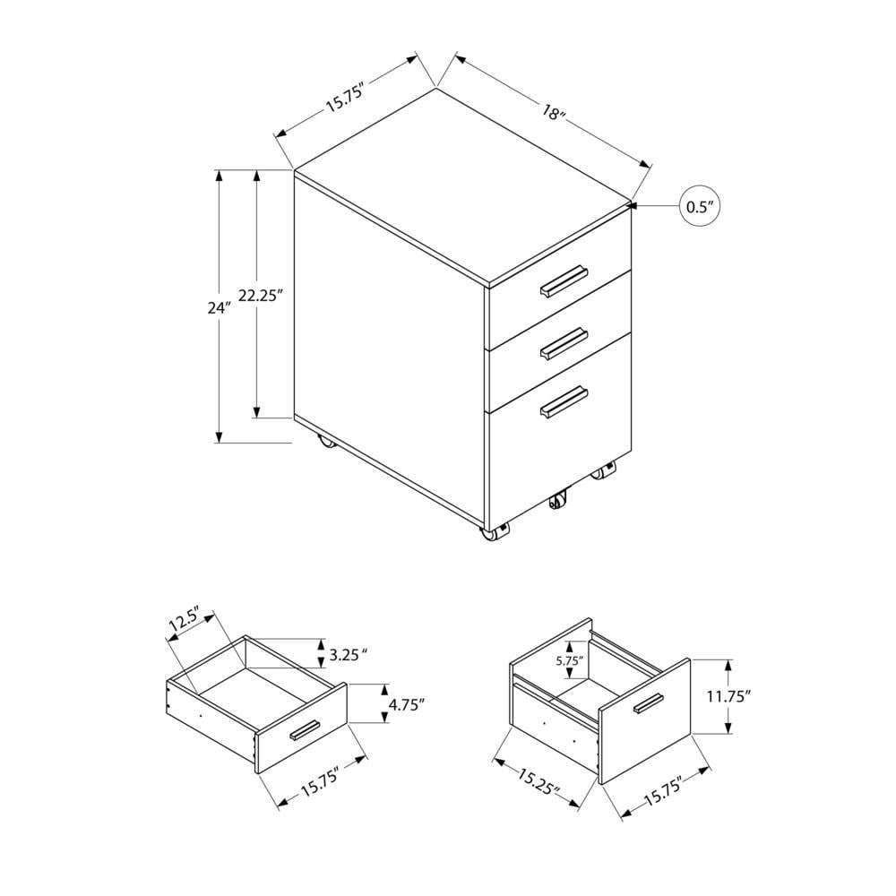 Monarch Specialties File Cabinet, Rolling Mobile, Printer Stand, Office, Work, White Laminate