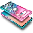 thumbnail image 4 of Nagebee Case for Samsung Galaxy S10 / S10+ Plus / S10e with Screen Protector (Soft Full Coverage), Glitter Sparkle Flowing Liquid Bling [Ring Holder & Wrist Strap] Women Cute (Pink/Aqua), 4 of 6