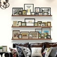 thumbnail image 2 of 48 Inch Long Floating Shelves Wall Mounted Light Walnut Narrow Photo Picture Ledge Shelves Set of 3 Nursery Book Shelves Photo Frames Display Shelves Kitchen Spice Rack, 2 of 6