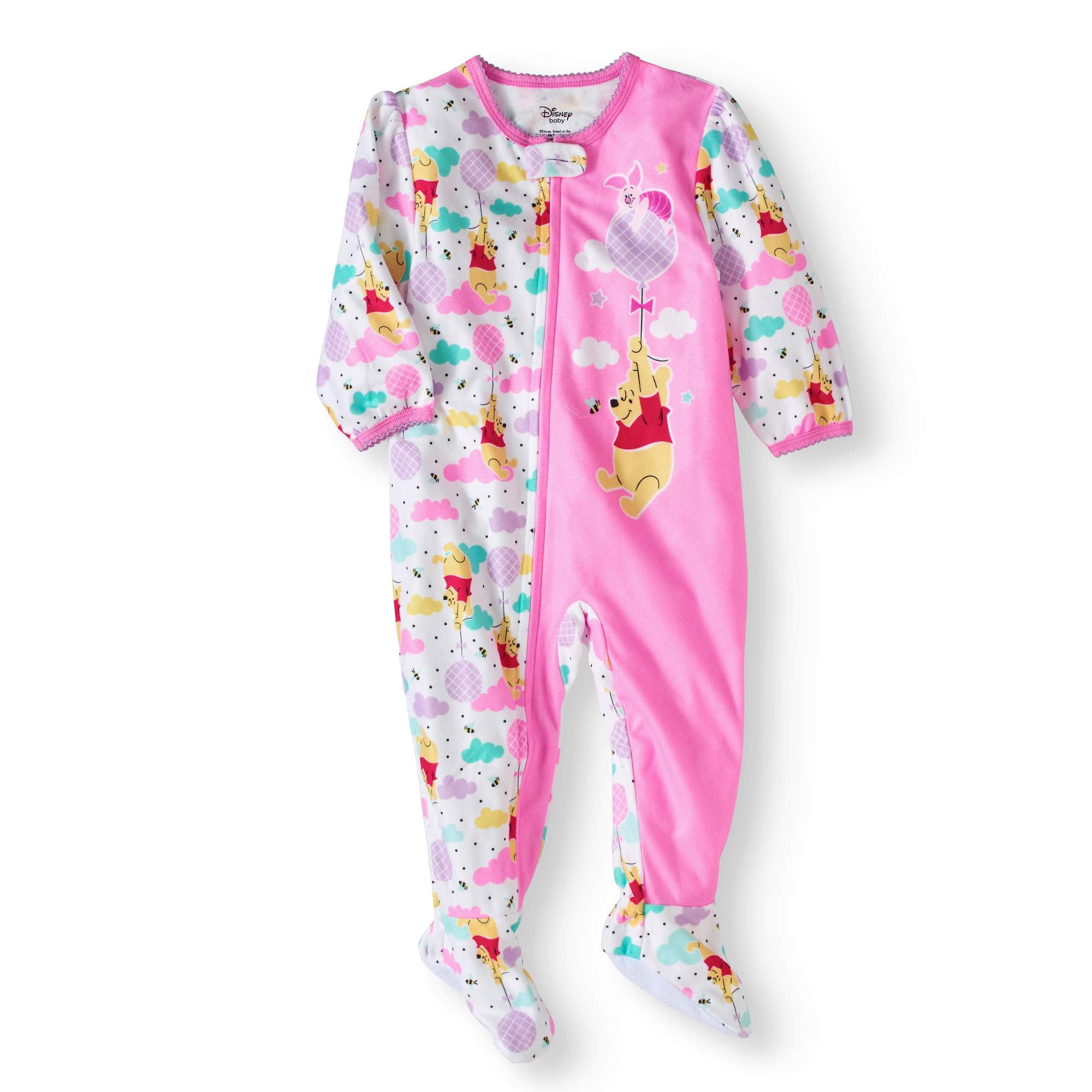 Winnie The Pooh Newborn Baby Girls Micro Fleece Footed Pajama Walmart Com Walmart Com