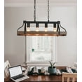 thumbnail image 6 of Q&S 4-Light Industrial Metal Pot Hanging Rack Chandelier Imitation Wood Grain Linear Pendant Ceiling Lighting Rustic Farmhouse Fixture Kitchen Island Dining Room,E26 Base,Black,UL Listed, 6 of 9