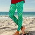 thumbnail image 2 of Arlun Fish Scale Printed Leggings for Women Elastic Waisted Slim Fit Full Length Yoga Gym Pants 2026 Summer Beach Holiday Vacation Comfortable Casual Leggings Green M, 2 of 5