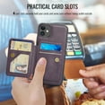 thumbnail image 3 of Case for iPhone 11, Detachable Magnetic Wallet Credit Card Cash Slot Case Support Wireless Charging Functional Kickstand Compatible with MagSafe Phone Cover For iPhone 11,Purple, 3 of 12