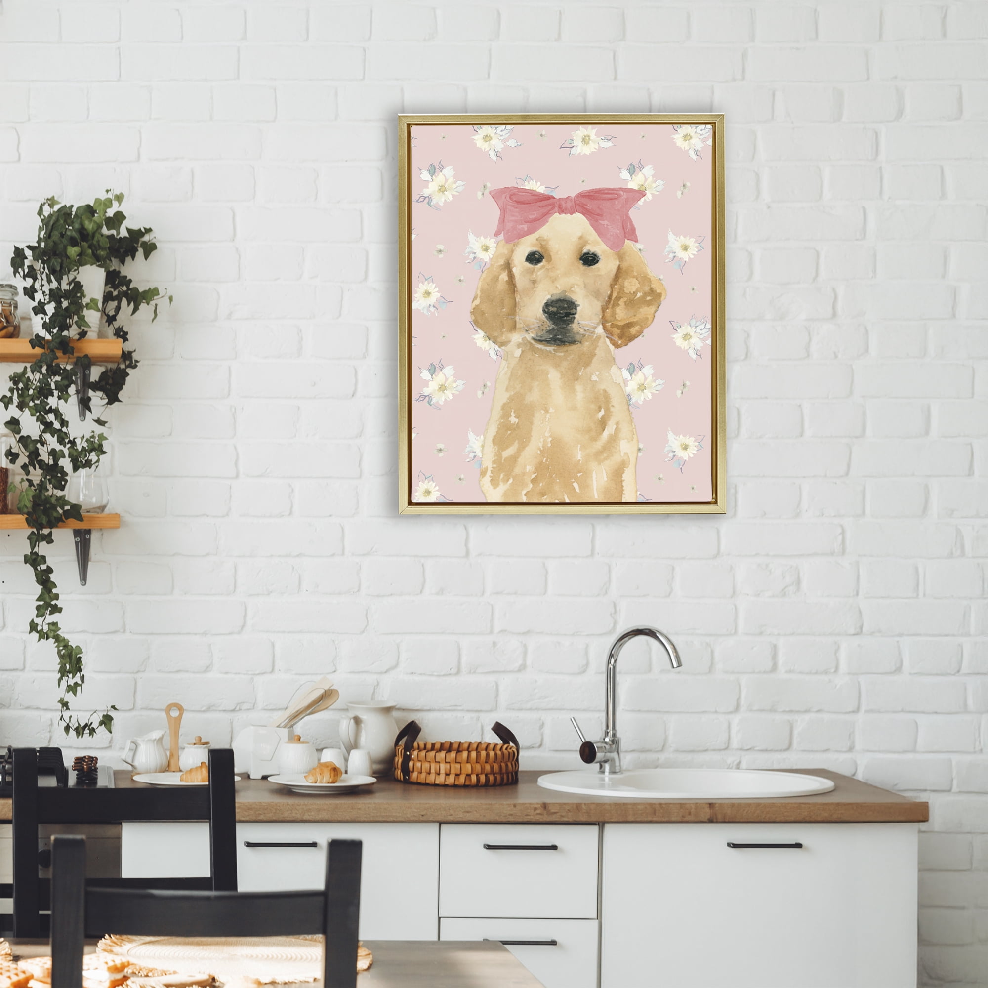 Stupell Industries Picture Ready Retriever Gold Framed Floater Canvas Wall Art, design by Lucille Price