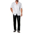 thumbnail image 2 of INSPIRE CHIC Sequins Shirts for Men's Retro Button Down Short Sleeve Party Glitter Shirt 2XL White, 2 of 6