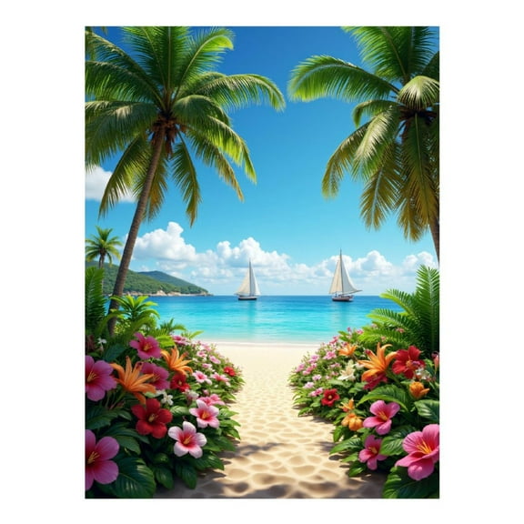 Diamond Art Kit for Adults, Tropical Beach Paradise Sails Diamond Painting for Adults Beginners, DIY Diamond Art Painting Kits, 5D Diamond Painting Crafts for Home Decor 12x16 Frameless