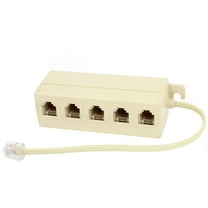 Beige RJ11 6P4C 1 Male to 5 Female Telephone Line Splitter Connector