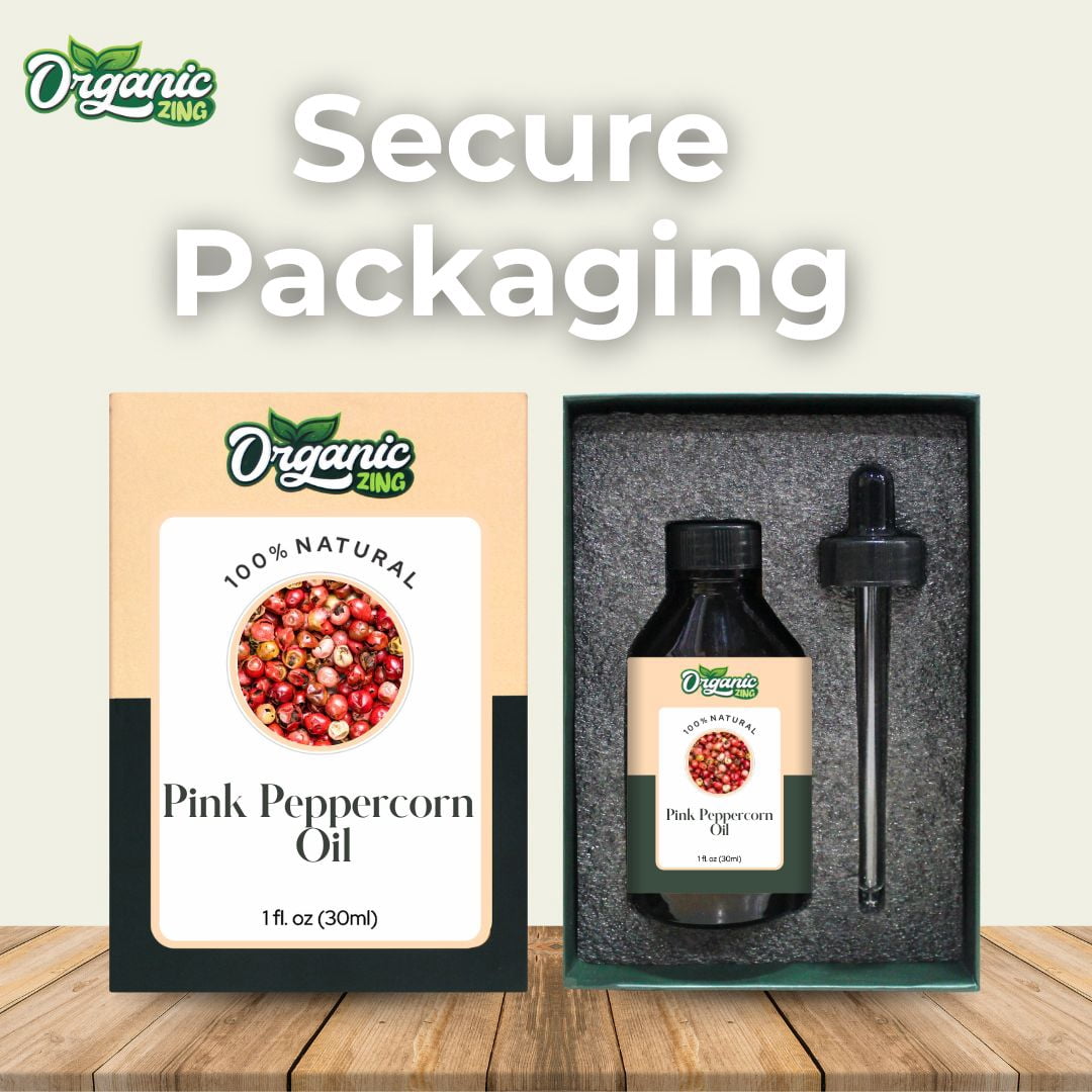 Organic Zing Pink Peppercorn (Schinus Molle) Oil | Pure & Natural Essential Oil for Aroma, Skincare & Massage- 30ml/1.01fl oz