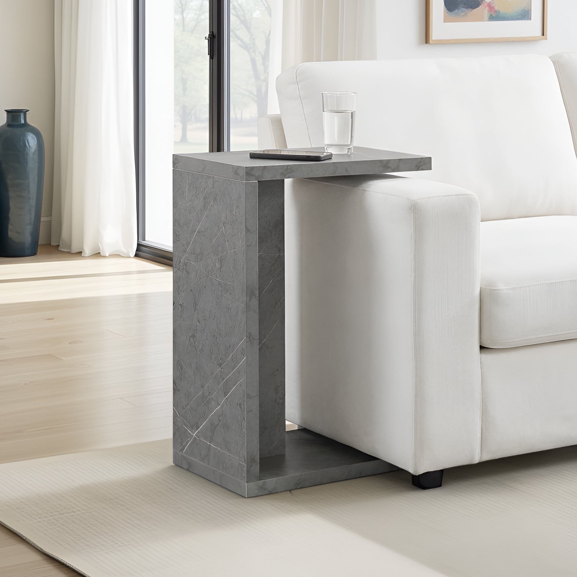 Convenience Concepts Northfield Admiral C End Table, Gray Faux Marble