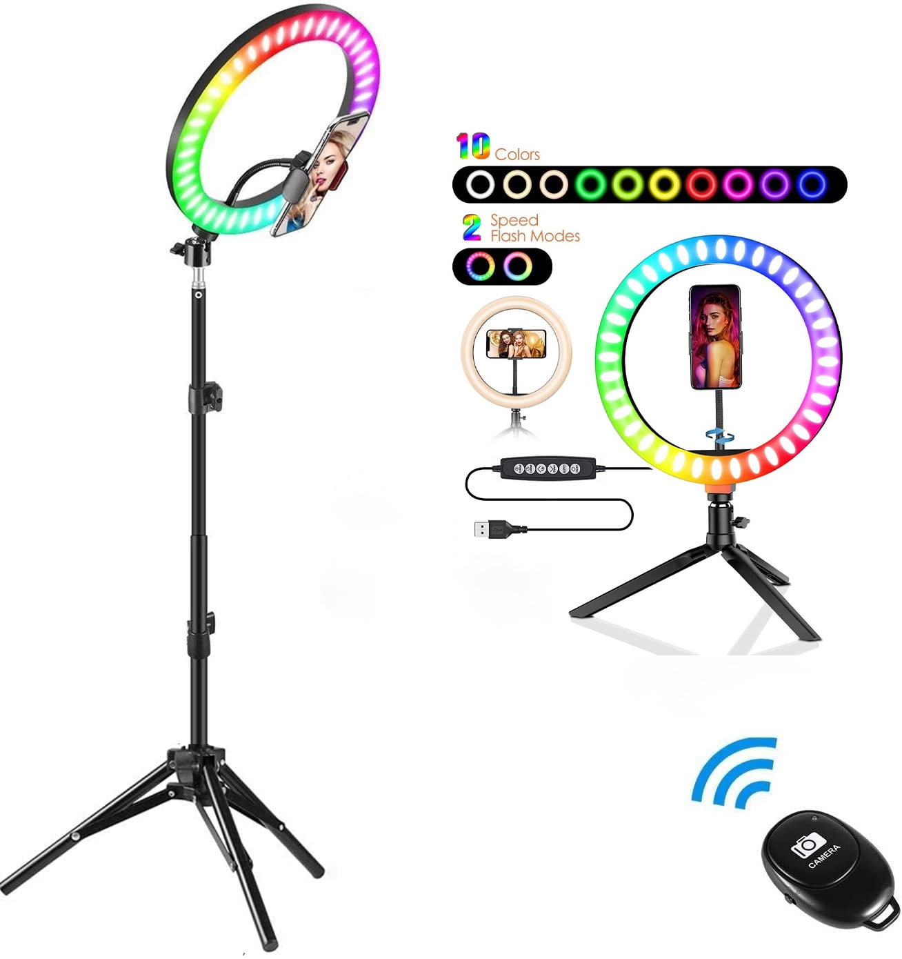DaVoice 10 Selfie Ring Light for Desk with Table Top Tripod Stand & Cell Phone Holder Dimmable Desktop LED Circle Light for Live Streaming/Makeup/YouTube/TIK Tok/Photography Ring Light