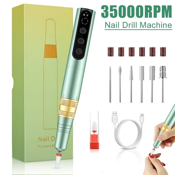 Styton Recharge Nail Drill Machine for Manicure,35000RPM Professional Electric Nail Drill Pen,Cordless Finger Nail Gel Polish Remover Tool Kit,Aluminum Alloy