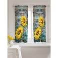 thumbnail image 3 of Sunflowers Tier Curtains 45 Inch Length,Sheer Curtains for Bedroom Living Room Window Farmhouse Retro Botanical Floral Wooden Grain Voile Drapes Kitchen Curtains Small Half Window 27.5"x45" 2 Panels, 3 of 7