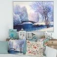 thumbnail image 2 of Designart 'Bridge Of Meandering River With Winter Scenery III' Lake House Framed Canvas Wall Art Print, 2 of 5