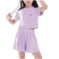 thumbnail image 3 of ATOGUTA Tennis Skirt Sets Girl 2 Piece Outfits Crewneck Short Sleeve Quick-drying T Shirts and Shorts for Girls Kids Athletic Shorts Set Size 5T-15, Purple, 3 of 4
