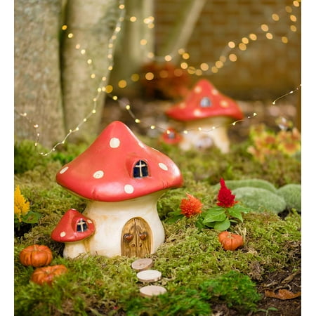 Miniature Fairy Garden Ceramic Mushroom House  Walmart com