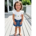 thumbnail image 6 of BemeyourBBs Toddler Baby Girls 2 Piece Summer Clothes Infant Baby Girl Denim Outfit Ruffle Short Sleeve 3D Flower Decor Ribbed Shirt Tops and Pockets Jeans Denim Shorts Sets, 6 of 9