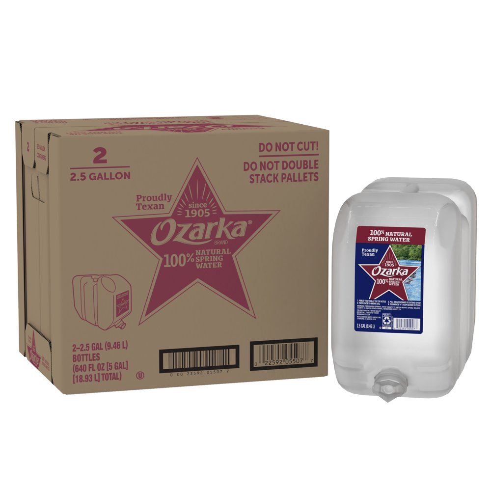 OZARKA Brand 100 Natural Spring Water, 2.5gallon plastic jugs (Pack