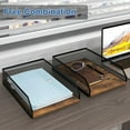 thumbnail image 5 of 2-Tier Stackable Paper Tray, Metal Mesh Desktop Organizer, Wood Board Paper Sorter, Letter Trays,File Document Storage Rack for for Home, Office, School (Retro), 5 of 14