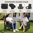 thumbnail image 3 of SERWALL Outdoor Glider Chair, HDPE Wood-Like Patio Glider Rocker All-Weather Porch Glider Black, 3 of 9