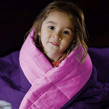 ZonLi Kids Weighted Blanket 7 lbs(41''x60'' Pink/Purple) Cooling