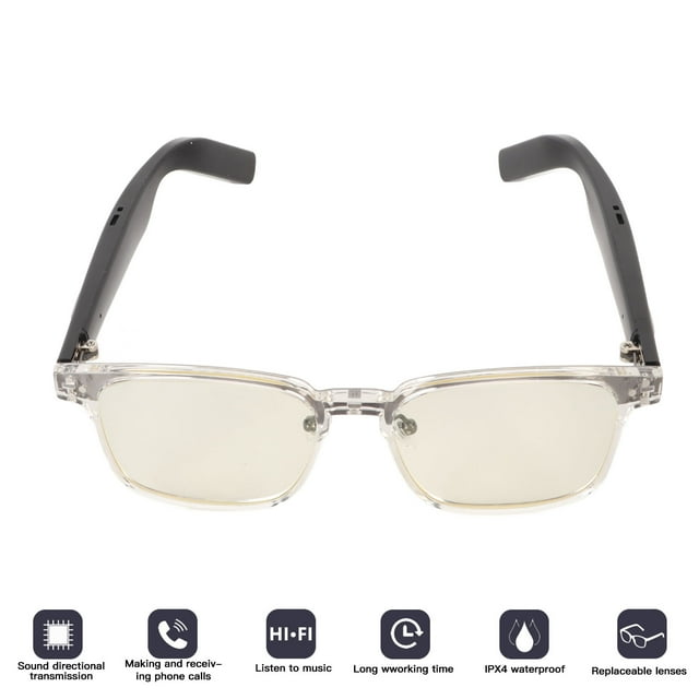 Lunettes Intelligentes, Lunettes Audio Étanches IPX4 Bluetooth5.3 avec Blocage de Lumière Bleue et Double Haut-Parleurs, Lunettes Électriques à Commande Tactile pour Réunions, Conduite, Jeux