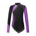 thumbnail image 3 of Niños Niñas patinaje artístico Ballet danza lírica traje de actuación brillante sudadera con diamantes de imitación suéter Irregular Tops, 3 of 5