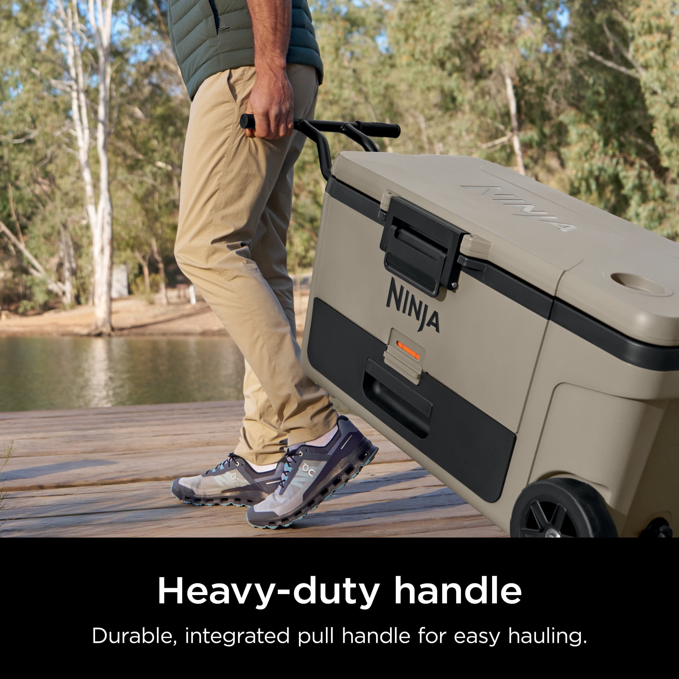Ninja Outdoor FrostVault™ 65qt Wheeled Cooler with Cold Dry Zone, Birch Beige - FB265CS