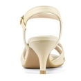 thumbnail image 2 of BLISSFUL STEP Women's Shoes Kitten Heel Open Toe Cross Straps Adjustable Ankle Strap Sandals Beige 6.5, 2 of 8