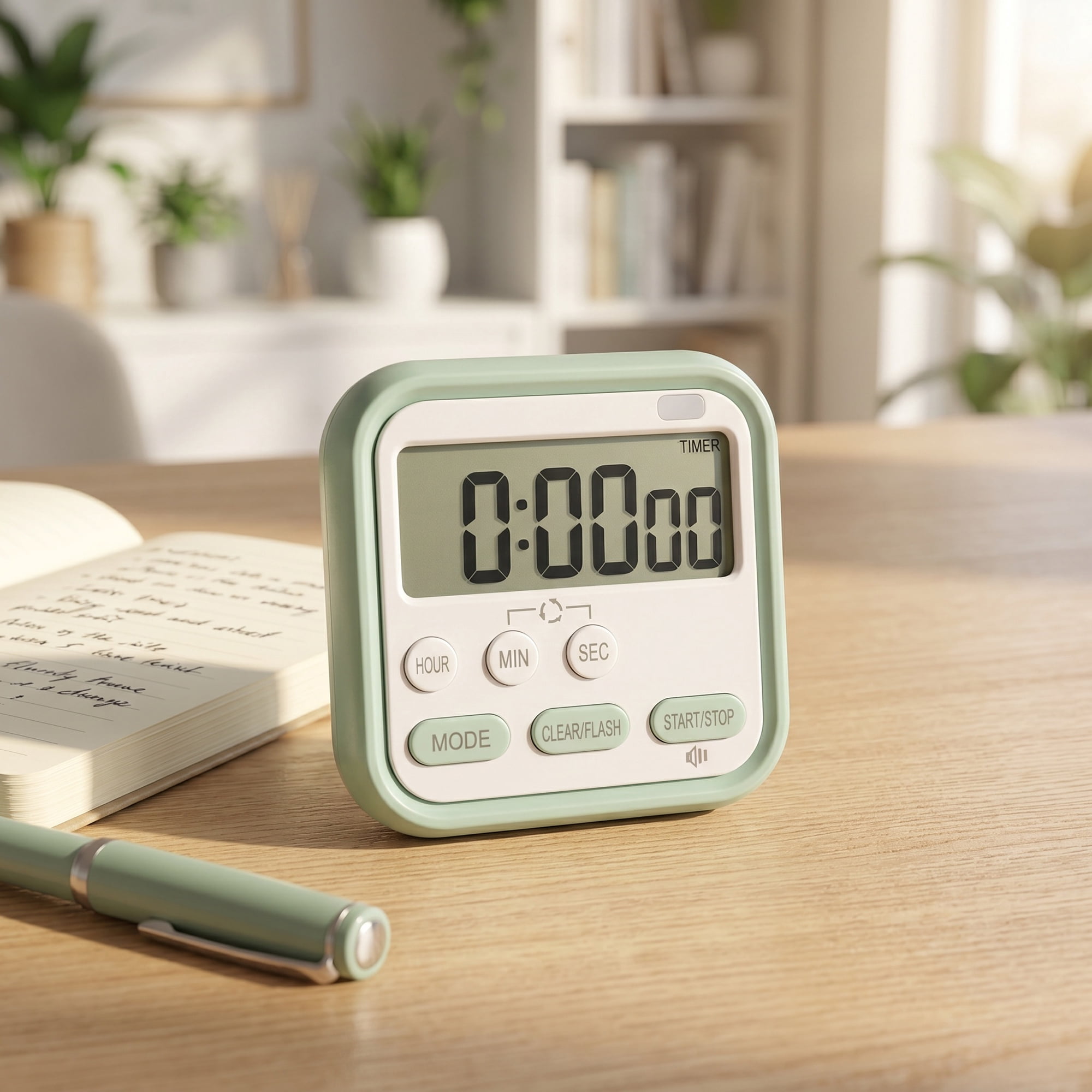 Unique Bargains Timer with Loud Alarm and Magnetic Backing for Classroom Green