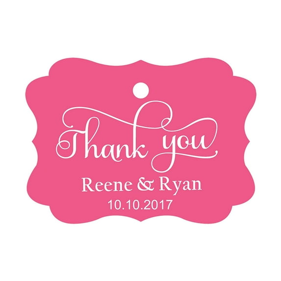 100 PCS Thank You Custom Made Hang Tags Personalized Wedding Favor Gift Paper Tags