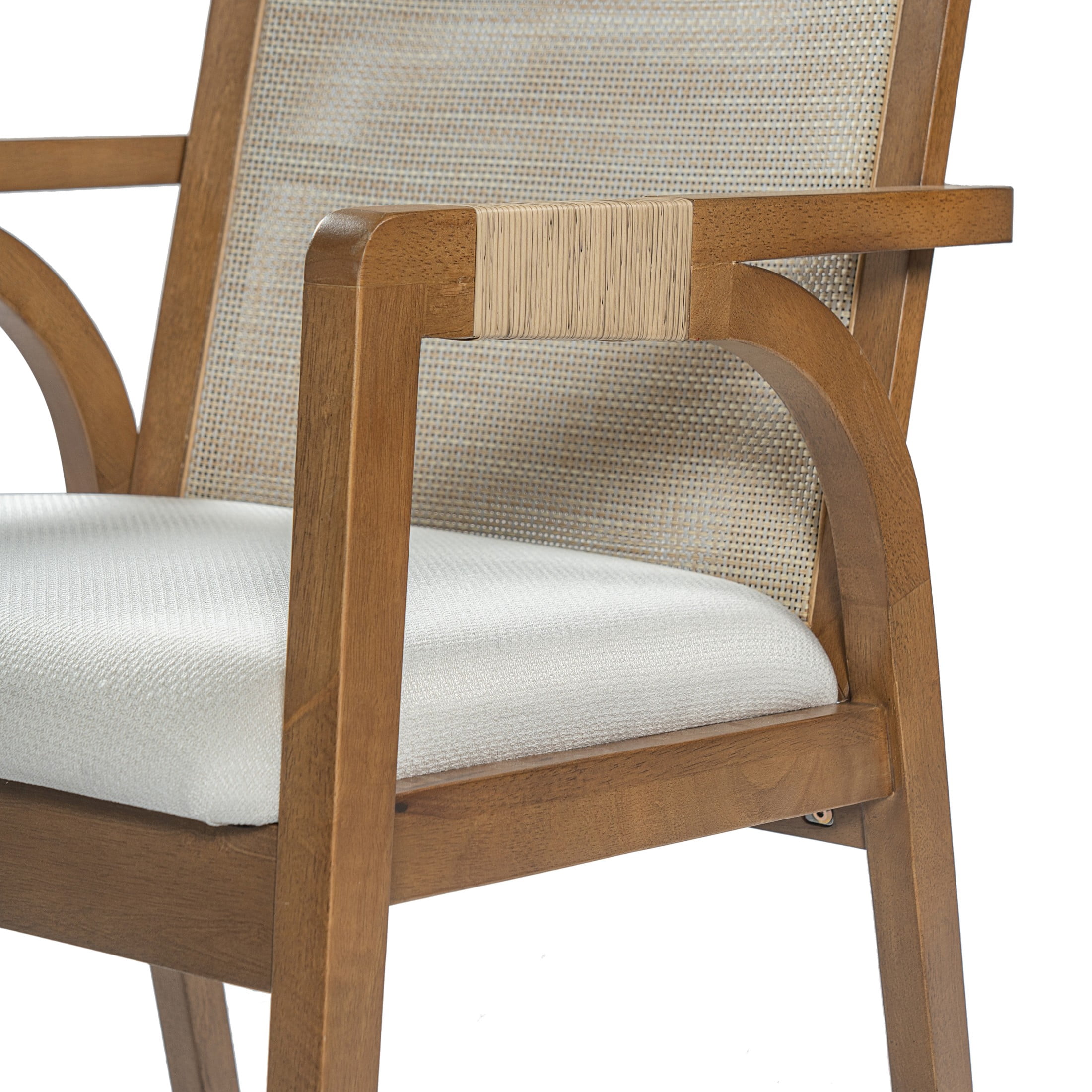 Christopher Knight Home Traditional Wood Dining Armchairs with Textilene Back, Beige+Walnut, Set of 2