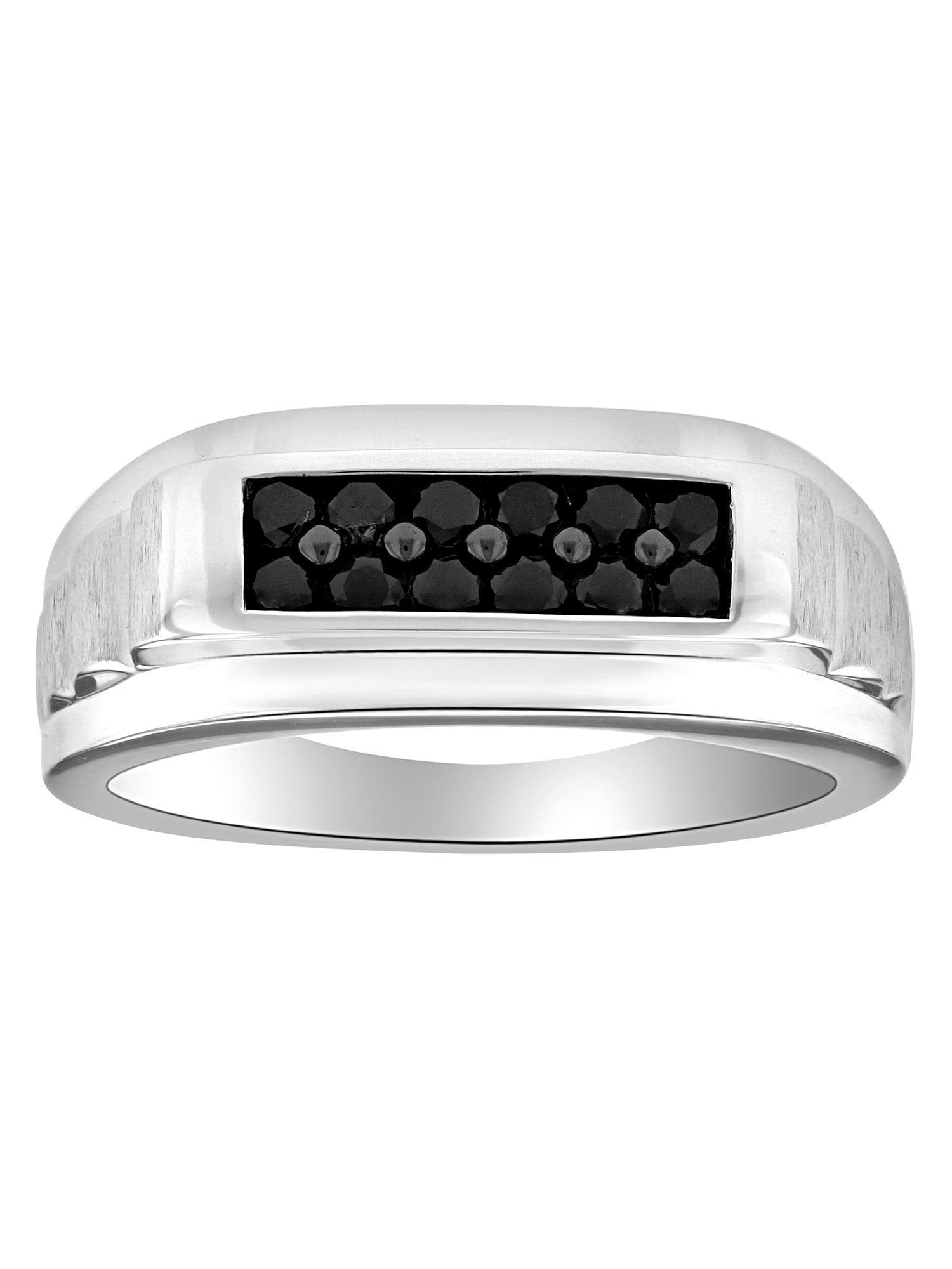 Mens High Polish 1/2cttw Black Diamond Sterling Silver Fashion Ring - Size 10.5