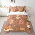 thumbnail image 2 of Homewish Brown Capybara 7-Piece Twin Bedding Sets For Kids Boys Girls,Kawaii Animal Bedding Comforter Set,Donuts Dessert Flowers Strawberry Breathable Sheet Sets,Lightweight Room Decor,Reversible, 2 of 8