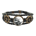 thumbnail image 1 of Tinta China estilo de cinco duendes Pulsera marina tejida en cuero, 1 of 4