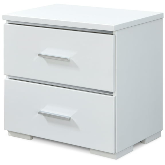 Finch Belmont Contemporary Nightstand End Table with 2 Drawers, White