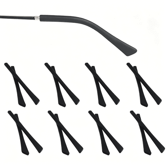 GJX Eyeglass Replacement Temples,Silicone Glasses End Tips Ear Sock Pieces Sleeve for Thin Metal Glasses Legs,8 Pairs