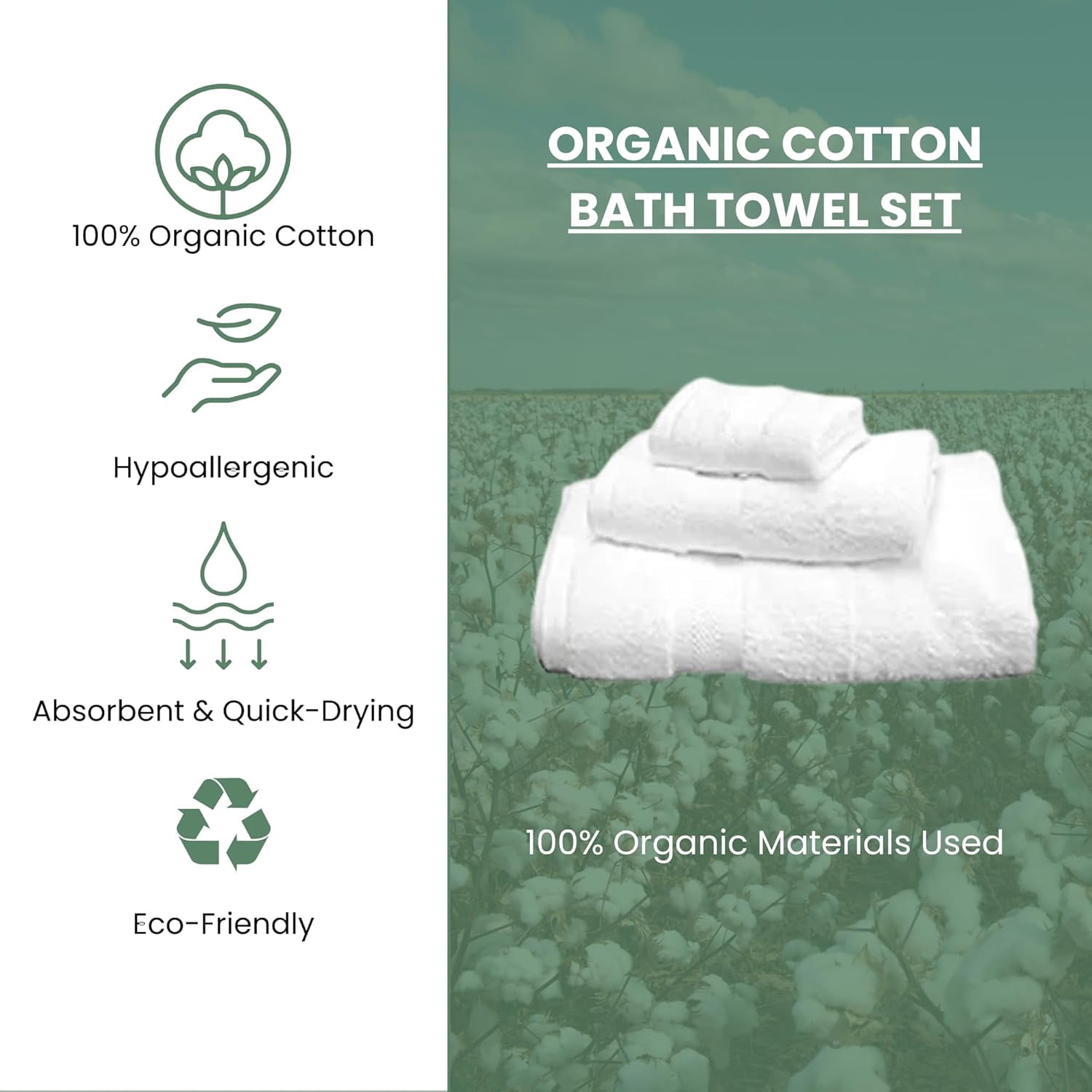 Organic Textiles 100% Organic Cotton Bath Towel, GOTS Certified - (Rose) - Set of 3