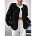 thumbnail image 4 of Womens Fleece Jacket Fall Winter Warm Long Sleeve Casual Loose Fit Comfy Fashion Outwear Cardigan Outfit Coat, 4 of 9